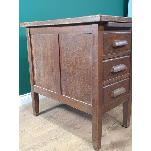 674 - A 20th Century oak Desk (some woodworm) 4ft 6in W x 2ft 6in H