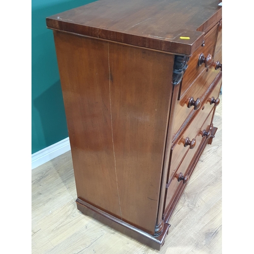 675 - A Victorian Scottish mahogany Chest of two short and three long drawers on plinth base 3ft 5in W x 3... 