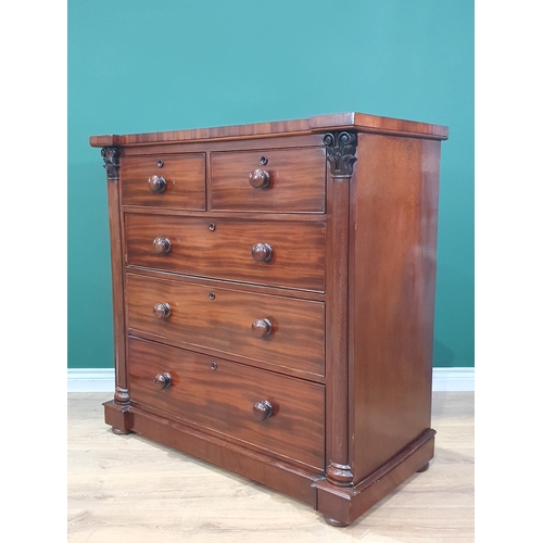 675 - A Victorian Scottish mahogany Chest of two short and three long drawers on plinth base 3ft 5in W x 3... 