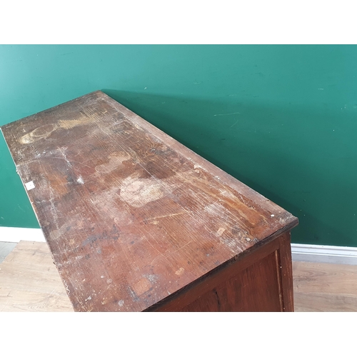 7 - A stained pine cupboard fitted two drawers above pair of cupboard doors 4ft W 3ft 3