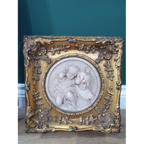 704 - Three Mirrors and a gilt framed Plaque of cherubs