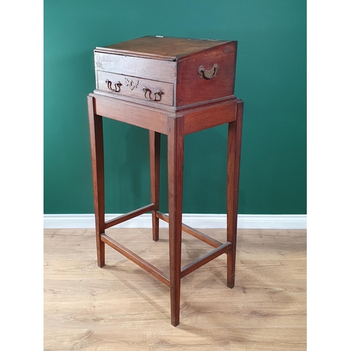 707 - A 19th Century mahogany Desk Box fitted single drawer on a later oak Stand 4ft 2in H x 2ft W