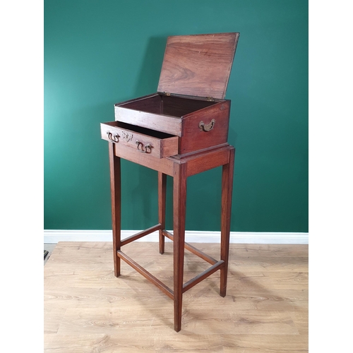 707 - A 19th Century mahogany Desk Box fitted single drawer on a later oak Stand 4ft 2in H x 2ft W