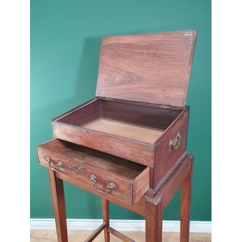 707 - A 19th Century mahogany Desk Box fitted single drawer on a later oak Stand 4ft 2in H x 2ft W