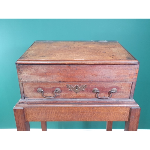 707 - A 19th Century mahogany Desk Box fitted single drawer on a later oak Stand 4ft 2in H x 2ft W