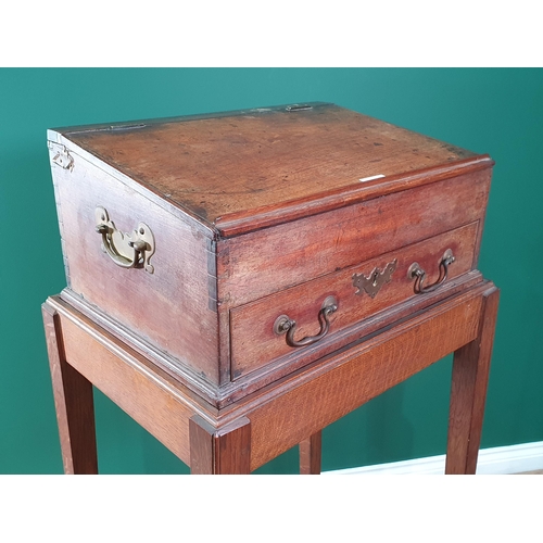 707 - A 19th Century mahogany Desk Box fitted single drawer on a later oak Stand 4ft 2in H x 2ft W