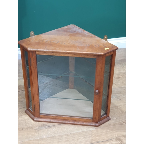 735 - An antique oak and glazed Corner Cabinet 3ft 4in H x 2ft 4in W and another modern Corner Cabinet 1ft... 