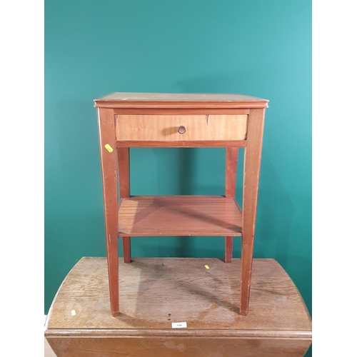 739 - An oak Gateleg Table, a Nest of three Tables and a two tier side Table with fitted drawer.