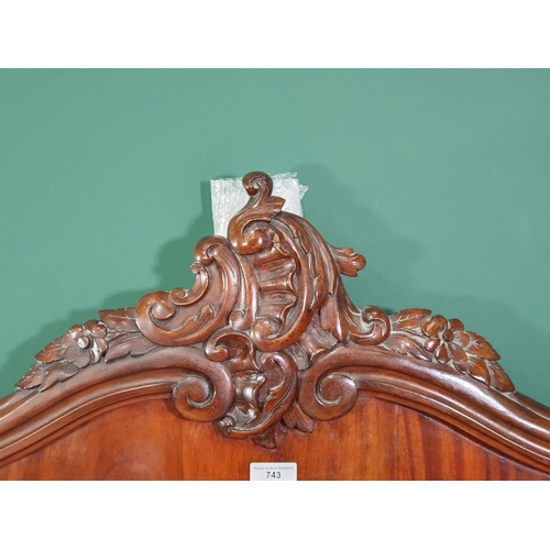 743 - A French style walnut Bedstead with shaped head and foot boards and scroll carved decoration, 4ft 6i... 