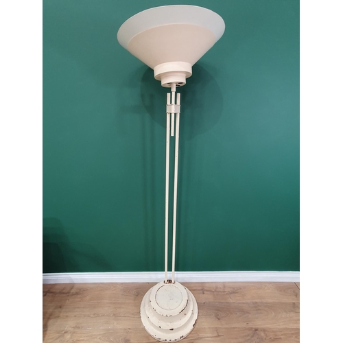 751 - A cream painted metal Standard Lamp, pair of Easy Chairs A/F and an open Elbow Chair