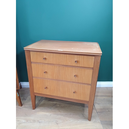 764 - Two teak three drawers Chests, 2ft 10