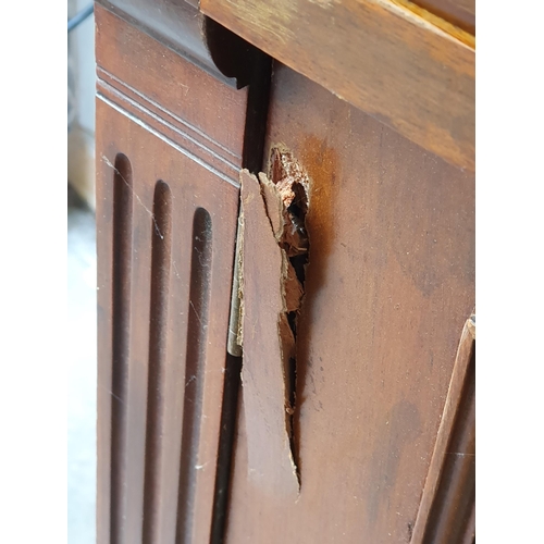 794 - A Victorian walnut Secretaire Bookcase fitted pair of glazed doors above two carved doors to base 7f... 