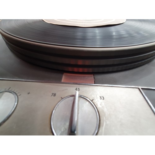 520 - A Garrard 401 Turntable on record Shelves 3ft 10in x 2ft W with original documents. Passed PAT