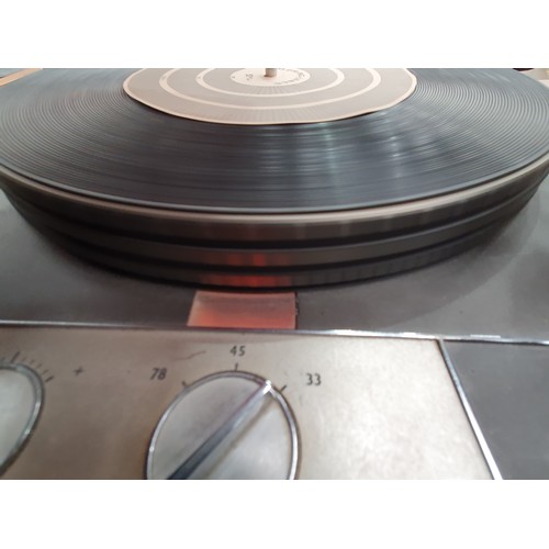 520 - A Garrard 401 Turntable on record Shelves 3ft 10in x 2ft W with original documents. Passed PAT