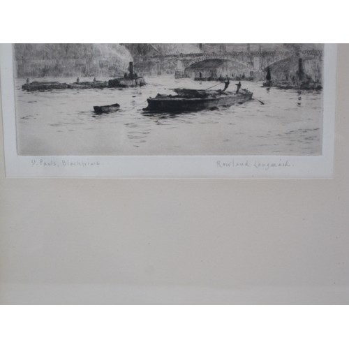 405 - ROWLAND LANGMAID, RA. St Paul's from Blackfriars, drypoint etching, pencil signed and inscribed in t... 