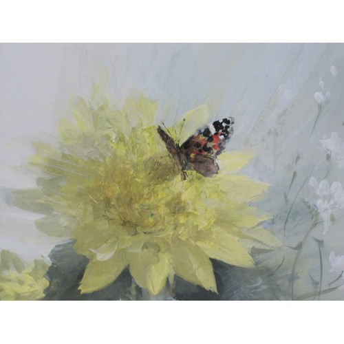 406 - VERNON DE BEAUVOIR WARD. A Tortoiseshell Butterfly on a Yellow Flower, signed and dated 1977, waterc... 