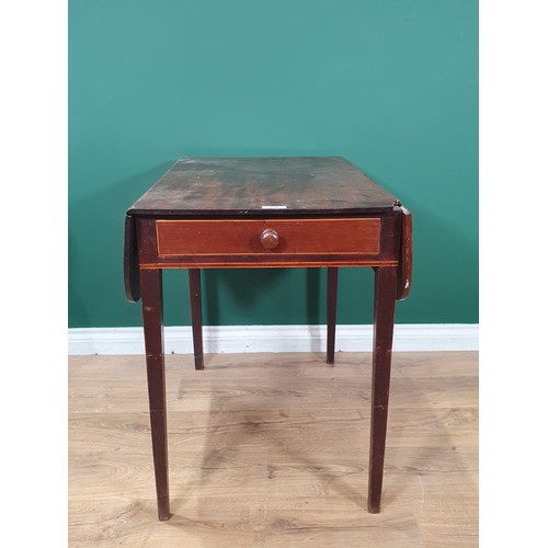 470 - A 19th Century mahogany Pembroke Table, fitted frieze drawer, on square tapered supports A/F.