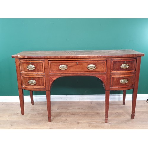 512 - A 19th Century Sheraton style mahogany Sideboard fitted five drawers on square supports 4ft 11in W x... 