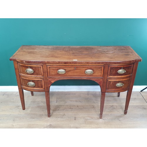 512 - A 19th Century Sheraton style mahogany Sideboard fitted five drawers on square supports 4ft 11in W x... 