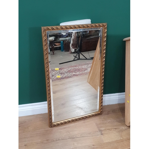 33 - A modern oak Plate Rack and a gilt framed Wall Mirror