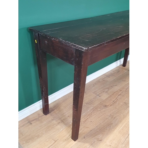 38 - A rustic stained pine Serving Table (Legs have been Tipped), 6ft Long x 3ft High.