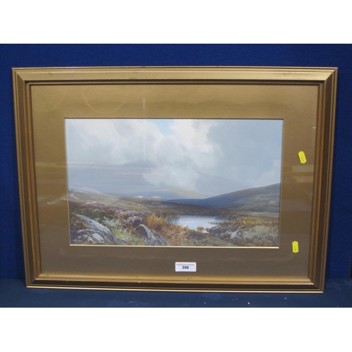 398 - FREDERICK JOHN WIDGERY RI. Dartmoor landscape, signed, watercolour and guache, 11 1/2 x 18in