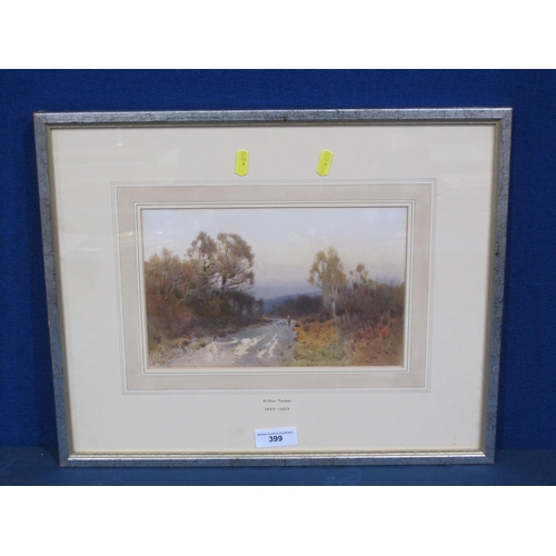 399 - ARTHUR TUCKER. On a country track, signed watercolour, 7 1/2 x 11in; together with four colour repro... 