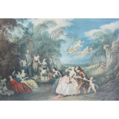 402 - AFTER WATTEAU. Fete Galante; and Figures Merry-Making in a landscape, colour reproductions, 19 x 25i... 