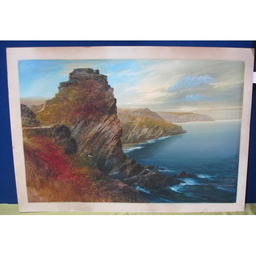 418 - JOHN SHAPLAND. Castle Rock, Lynton, North Devon,  signed, watercolour and gouache, on paper laid dow... 