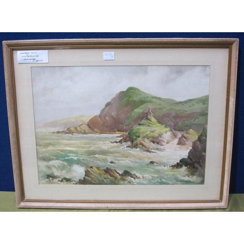 418 - JOHN SHAPLAND. Castle Rock, Lynton, North Devon,  signed, watercolour and gouache, on paper laid dow... 