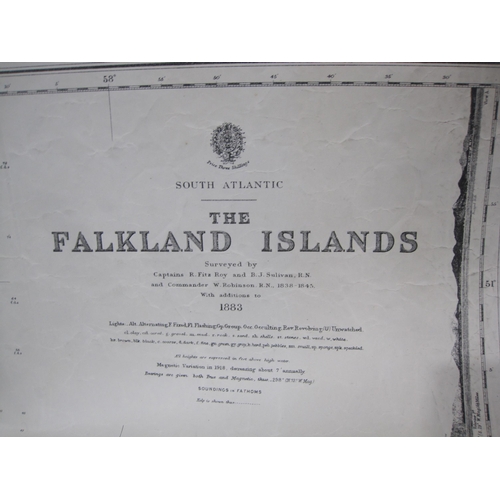 439 - An engraved Map of the Falkland Isles, surveyed by Capt R. Fitzroy and B.J. Sullivan, R.N., original... 