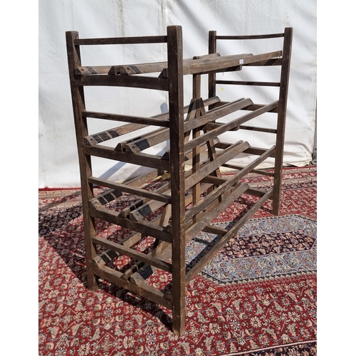 46 - A rustic wooden four tier Bakers or Cheese Rack, 4ft 4