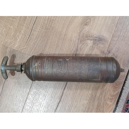 468 - A Copper Coal Bucket, a Coal Scuttle, a vintage Fire Extinguisher, and a brass embossed Log Box.