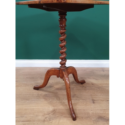 477 - An oak square topped Pillar Table on twisted column support and tripod base, 30