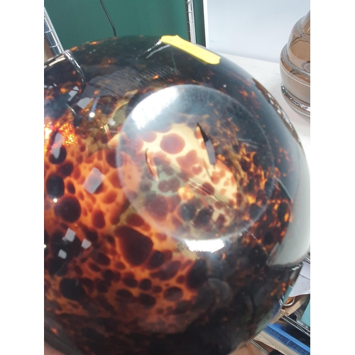 483 - A Studio Glass circular Vase and mottled brown Bowl.