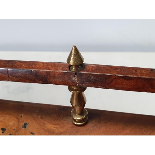 492 - A 19th Century walnut veneered Desk Stand with raised gallery, single fitted drawer and pull out lea... 