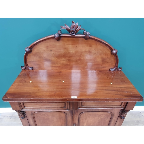 502 - A Victorian mahogany Chiffonier with pair of fitted drawers above pair of cupboard doors, 4ft 11