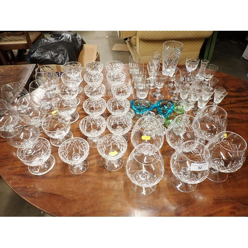 52 - A collection of Glassware including one dozen Sundae Dishes, 12 Brandy Balloons, Sherry Glasses, Por... 