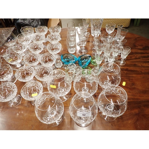 52 - A collection of Glassware including one dozen Sundae Dishes, 12 Brandy Balloons, Sherry Glasses, Por... 