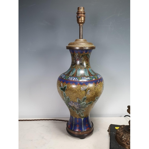 528 - A Cloisonné Table Lamp A/F 19