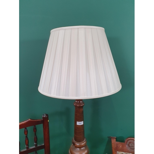 534 - A small Standard Lamp (passed PAT), and shade, 4ft 10in H, a rush seated spindle back Chair a cane L... 