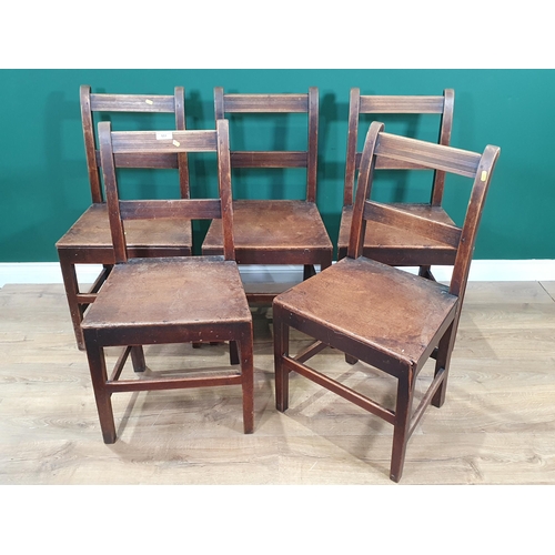 551 - Five country oak Bar Back Kitchen Chairs (some woodworm in places).