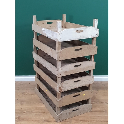 558 - Six painted Stacking Apple Crates, 2ft 7in Long x 1ft 8in Wide x 8in High.