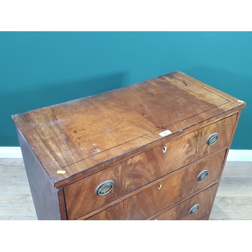 569 - A 19th Century mahogany Chest of three long drawers with pine sides, 2ft 11in Wide x 3ft High.