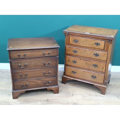 584 - A reproduction oak Chest of four long Drawers on bracket feet, 23in Wide x 26in High and another rep... 