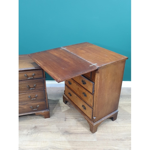 584 - A reproduction oak Chest of four long Drawers on bracket feet, 23in Wide x 26in High and another rep... 