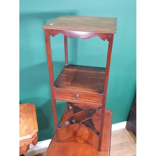 593 - A mahogany and crossbanded Dropleaf Table with single fitted drawer and inlaid decoration A/F, a two... 