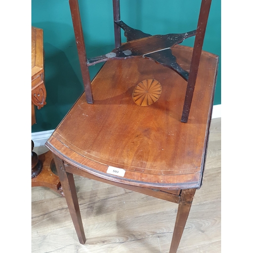 593 - A mahogany and crossbanded Dropleaf Table with single fitted drawer and inlaid decoration A/F, a two... 