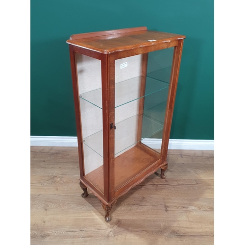 598 - A glass fronted Display Cabinet on cabriole supports, 2ft Wide x 3ft 7