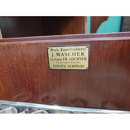 605 - A burr maple Side Cabinet fitted two drawers above pair of cupboard doors and pair of open shelves s... 